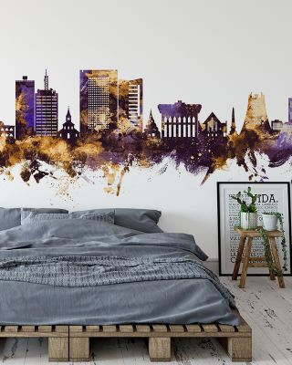 Yaoundé Cameroon Skyline Purple & Gold Wallpaper