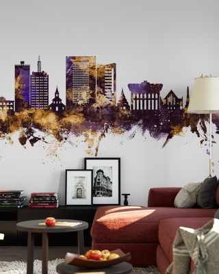 Yaoundé Cameroon Skyline Purple & Gold Wallpaper