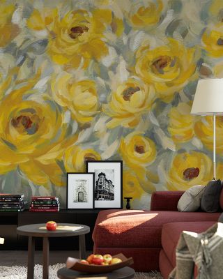 Yellow Roses Floral Wallpaper