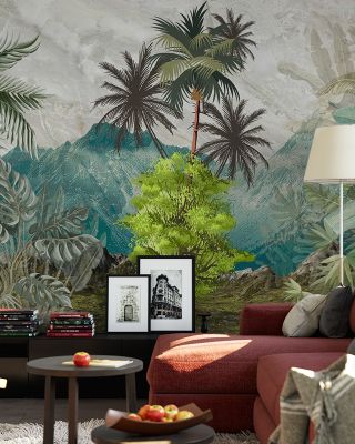 Banana Trees Sketching Tropical Wallpaper