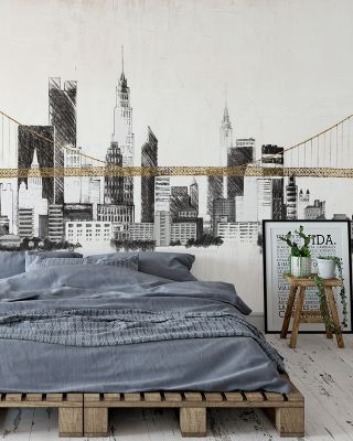Bridge and Skyline Urban Landscape Wallpaper