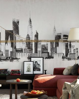 Bridge and Skyline Urban Landscape Wallpaper