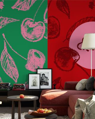 Cherry Paradise on Repeat Vibrant Floral Wallpaper