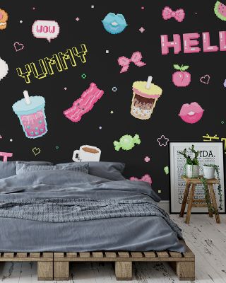 Cute Pixel Hello Dark Retro Gaming Wallpaper