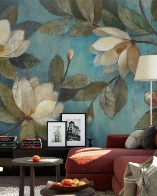 Floating Magnolias Elegant Floral Wallpaper