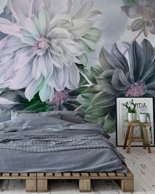 Focus on the Dahlia Green Botanical Beauty Wallpaper