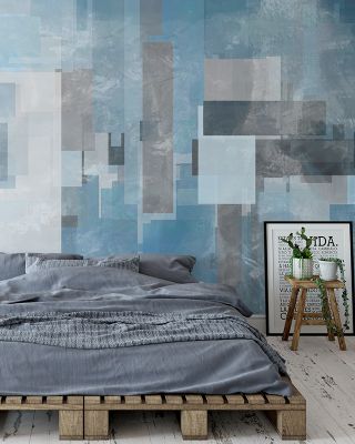 Geometric Abstract Blue Contemporary Wallpaper