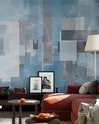 Geometric Abstract Blue Contemporary Wallpaper