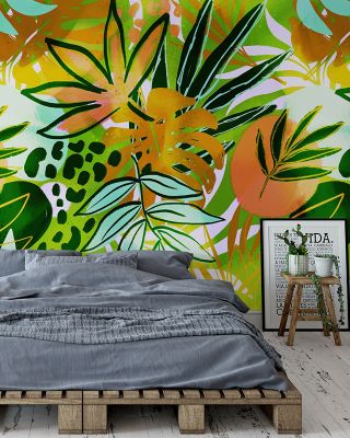 Hawaiian Leaves Tropical Paradise Wallpaper