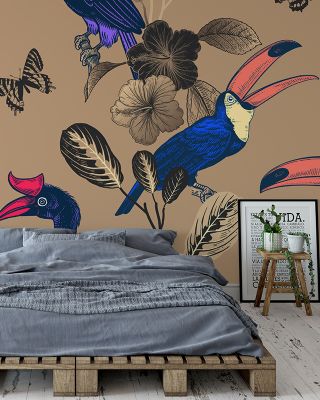 Laughing Birds Playful Nature Wallpaper