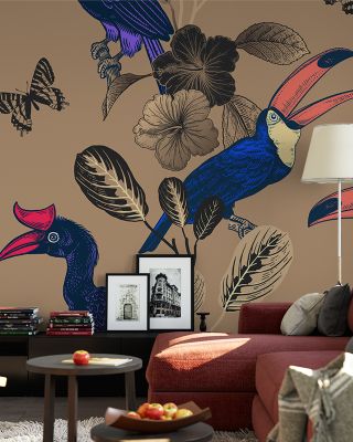 Laughing Birds Playful Nature Wallpaper