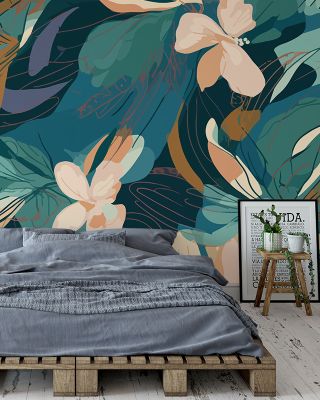 Manga Floral Artistic Japanese-Inspired Wallpaper