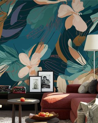 Manga Floral Artistic Japanese-Inspired Wallpaper