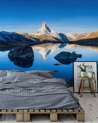 Matterhorn Reflections Blue Majestic Mountain Wallpaper