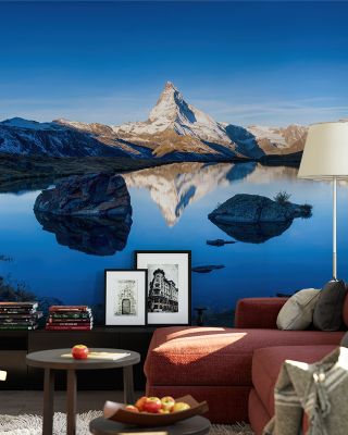 Matterhorn Reflections Blue Majestic Mountain Wallpaper