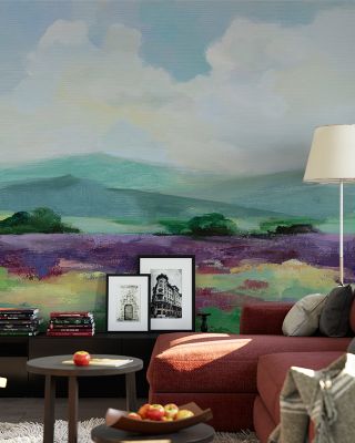 May Lavender Field II Serene Floral Wallpaper