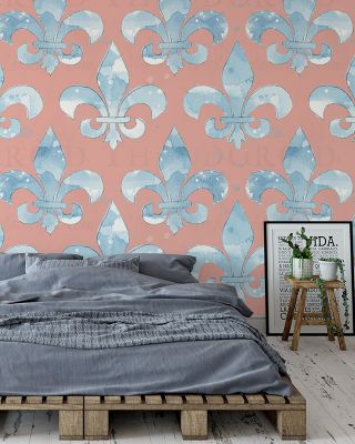 More Fleurs de Lis Red Elegant Patterned Wallpaper