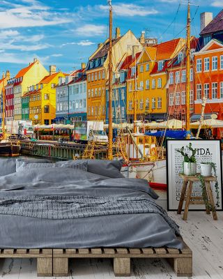 Nyhavn Copenhagen Charming Coastal Wallpaper