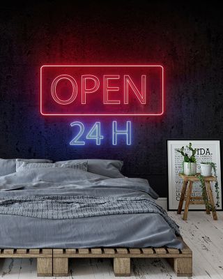 Open 24H Neon Sign-Inspired Wallpaper