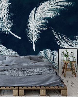 Playing Feathers Light and Airy Wallpaper