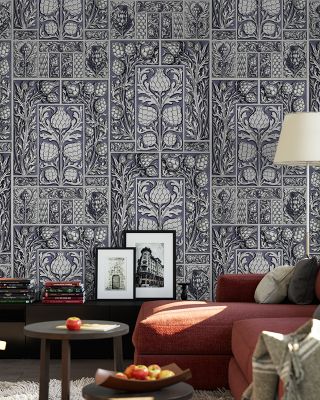 Small Thistle Walls Blue Botanical Wallpaper