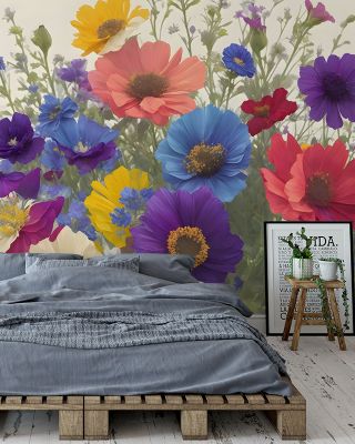 Springtime Fun Bright Floral Wallpaper
