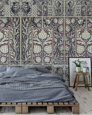 Thistle Walls Brown Rustic Botanical Wallpaper