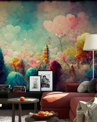 Abstract Rainbow Forest Artistic Landscape Wallpaper