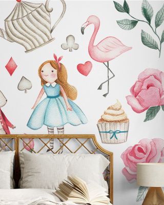 Alice's Tea Party Themed Wallpaper