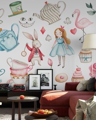 Alice's Tea Party Themed Wallpaper