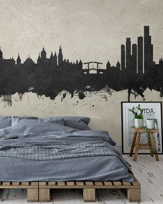 Amsterdam Skyline Concrete Wallpaper