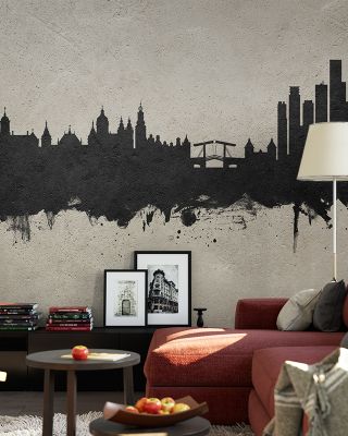 Amsterdam Skyline Concrete Wallpaper