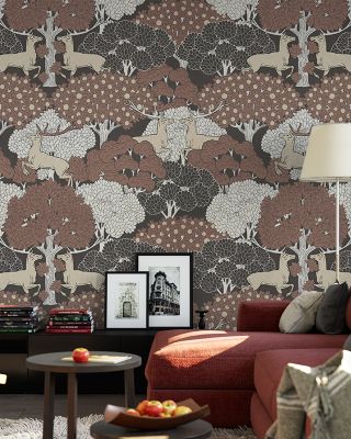 Antlers in Brown Abstract Wallpaper