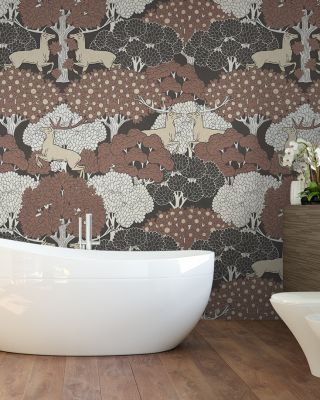 Antlers in Brown Abstract Wallpaper