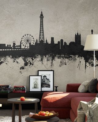 Blackpool England Skyline Concrete Wallpaper