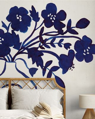 Bloom in Blues Floral Wallpaper