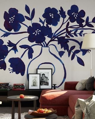 Bloom in Blues Floral Wallpaper