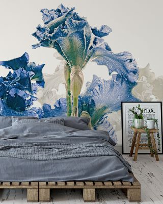 Blue Iris Floral Wallpaper