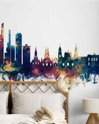Bogotá Colombia Skyline Blue & Bronze Wallpaper