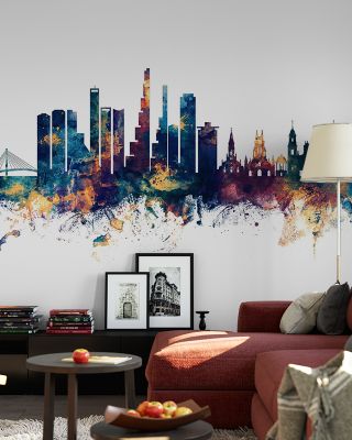 Bogotá Colombia Skyline Blue & Bronze Wallpaper
