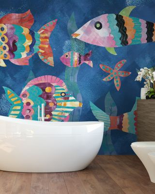 Boho Reef Fish III Abstract Wallpaper