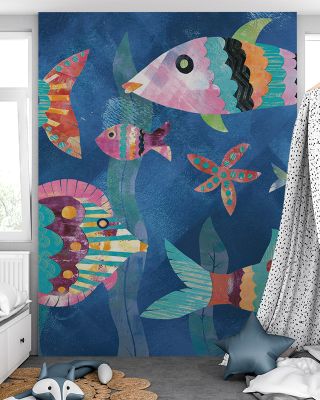 Boho Reef Fish III Abstract Wallpaper