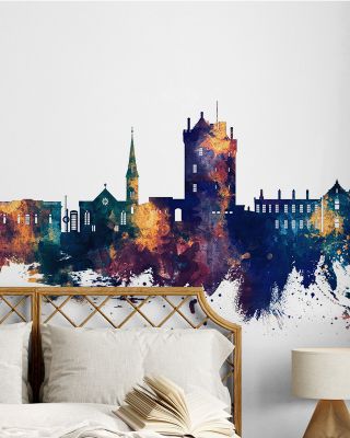 Broughty Ferry Scotland Skyline Blue & Bronze Wallpaper