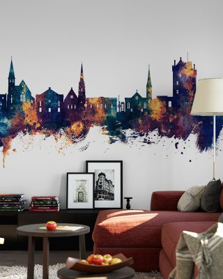 Broughty Ferry Scotland Skyline Blue & Bronze Wallpaper