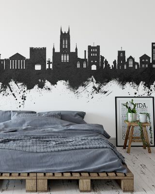 Bury St Edmunds England Skyline Black & White Wallpaper