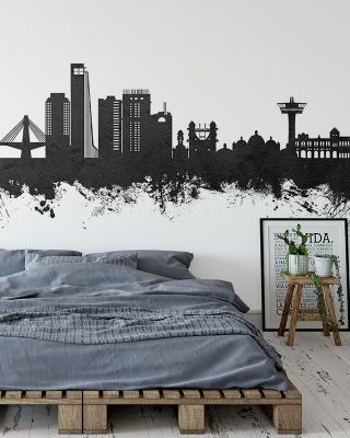 Chattogram Bangladesh Skyline Black & White Wallpaper