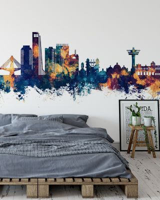 Chattogram Bangladesh Skyline Blue & Bronze Wallpaper