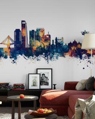 Chattogram Bangladesh Skyline Blue & Bronze Wallpaper