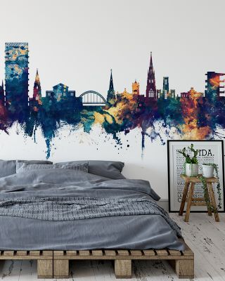Cheltenham England Skyline Blue & Bronze Wallpaper