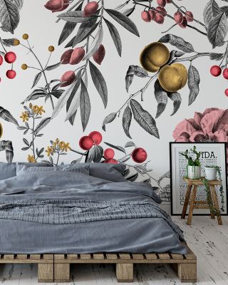 Cherries On Top Floral Wallpaper